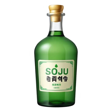 korean soju, green bottle with white label on it written 소주 sticker