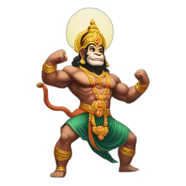 Lord Hanuman lifting whole mountain sticker