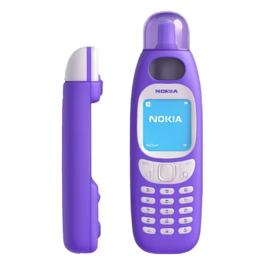 very realistic 3D transparent bottle with a clearly visible Nokia 3310 style phone inside, surrounded by a violet elixir, no text sticker