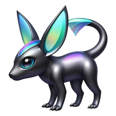 Modern futuristic Iridescent black dark fakemon-creature sticker