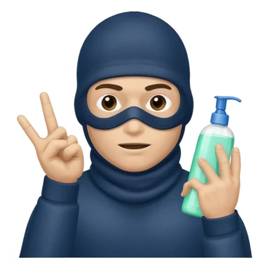 Peux tu me faire un policier gangster avec une cagoule qui fait des doigts shampooing sticker