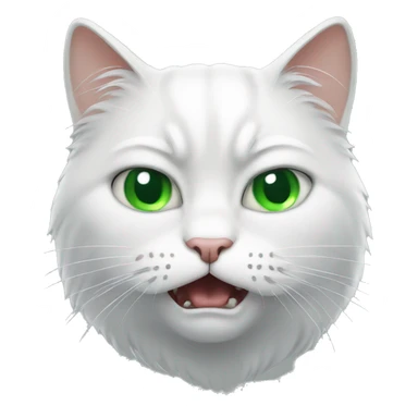 Angry white cat with green eyes sticker