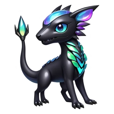 Modern futuristic Iridescent black dark fakemon-creature sticker