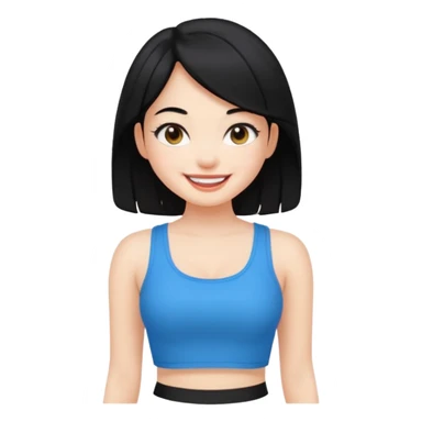 a black hair cute girl with white skin and Extreme Plung Crop Top. sticker