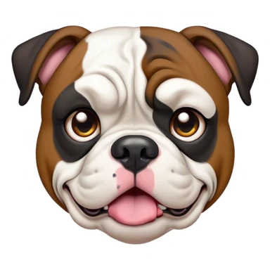 Cinematic Comical Black and White American Bulldog Portrait Emoji, Head tilted dramatically with an exaggeratedly shocked or offended expression, short fur with black and white markings, a slightly wrinkled forehead, wide, expressive brown eyes filled with exaggerated disbelief, Simplified yet hilariously expressive features, highly detailed, glowing with a slightly sassy glow, high shine, dramatic yet playful, stylized with an air of attitude, bright and endearing, soft glowing outline, capturing the essence of a sassy and over-the-top pup, so meme-worthy it feels like it could side-eye its way into internet fame instantly! sticker