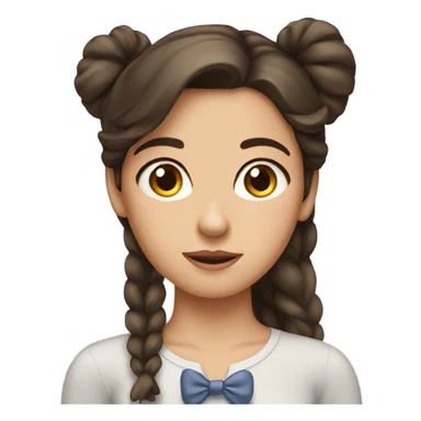 brunette girl with bow sticker
