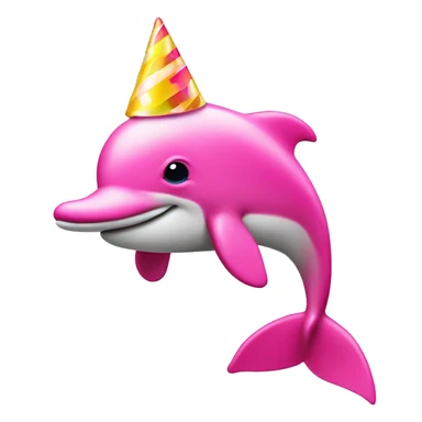 Bright pink dolphin with a party hat on sticker