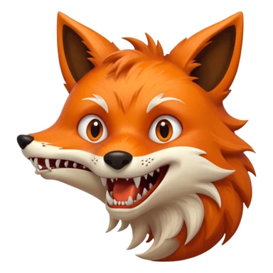 Monster Fox open scary mouth, scary teeth, side view sticker
