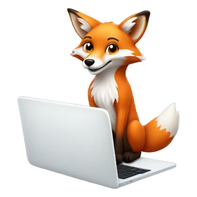 kawaii fox on laptop sticker