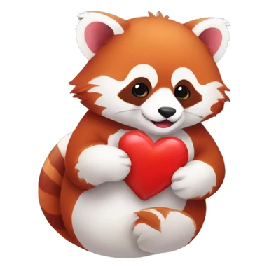 Red panda holding a heart in his hand sticker