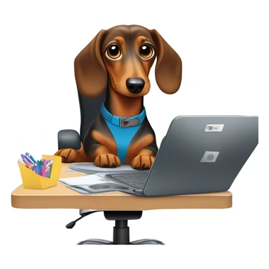 Dachsund in an office  sticker