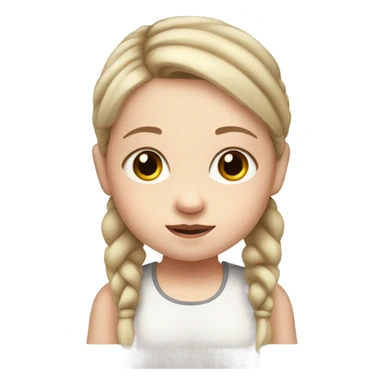 pale white toddler girl with brown straight pigtails and big black eyes not blonde no blonde hair NO BLONDE HAIR sticker