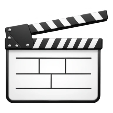 ultra simplified movie clapper with black and white colors, two simple rectangles with a diagonal line sticker