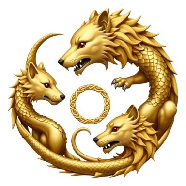 A wolf, a lion, a dragon (all eating each other's tail) ouroboro sticker