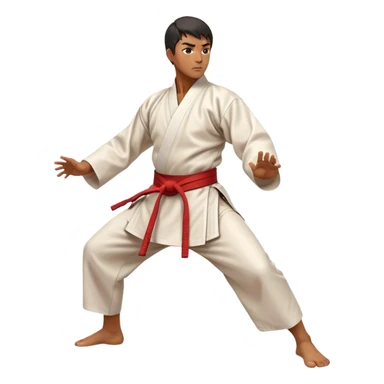 Cinematic Realistic Kung Fu Action Emoji, depicted as an epic martial arts scene with a master executing a precise move in traditional attire, rendered with fluid motion and vibrant textures under dramatic high-contrast lighting. sticker