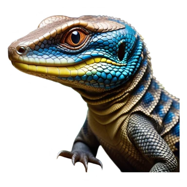 Cinematic Realistic Comical Monitor Lizard Portrait Emoji, Head tilted dramatically with an exaggeratedly amused expression, featuring a striking, glossy scaled hide with bold, angular textures and wide, expressive eyes full of playful disbelief, rendered with lifelike precision and natural vibrant hues, high shine, dramatic yet playful, styled with an air of cheeky wilderness mischief, soft glowing outline, capturing the essence of a spirited and over‐the‐top monitor lizard that looks ready to scurry its way into viral fame! sticker
