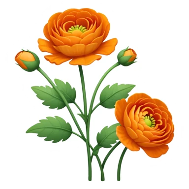 Orange Rununculus with stems sticker