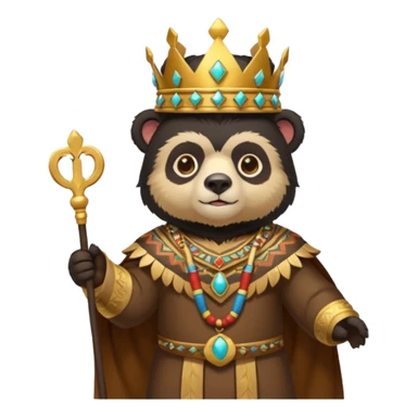 Spectacled bear in Cusco Inca attire with the Manco Capac costume, which includes a crown and Inca-style clothing sticker