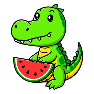 Crocodile with a watermelon sticker