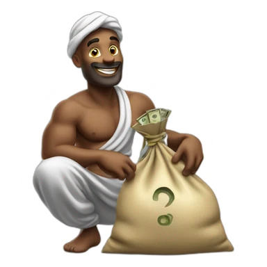 genie holding the big sack of money 4k sticker