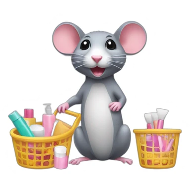 rat shopping for cosmetics sticker