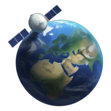 Earth with satellite in orbit sticker