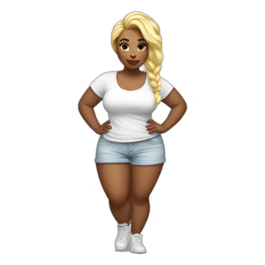Curvy white hip hop girl full length sticker