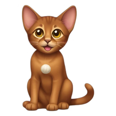 Abyssinian cat play with a small fur ball sticker