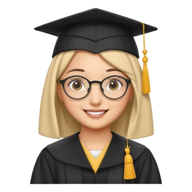 smiling hijabi girl with round glasses and graduation cap sticker