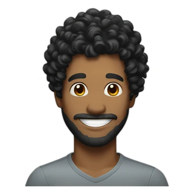 happy face with curly black hair man sticker