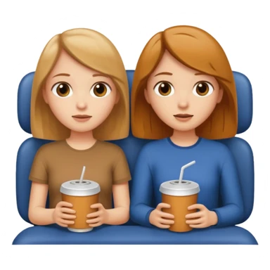 Two girls one caramel coloured hair but short shoulder length hair and one the same colour hair but longhair  they are watching a movie sticker