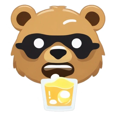 drunk bear with one eye shut sticker