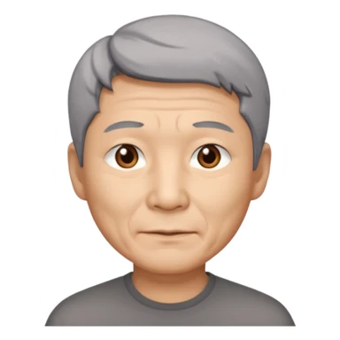 homme asiatique cheveux court gris foncé yeux marrons visage ridé sticker