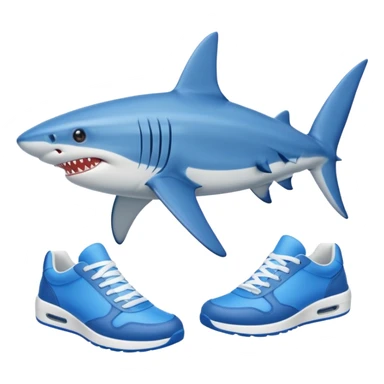 Un tiburón con tenis azules sticker