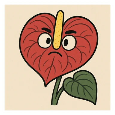 anthurium flower, top view, stylized flat illustration, bold colors sticker