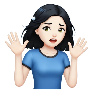 Girl with black hair getting hit by hail sticker