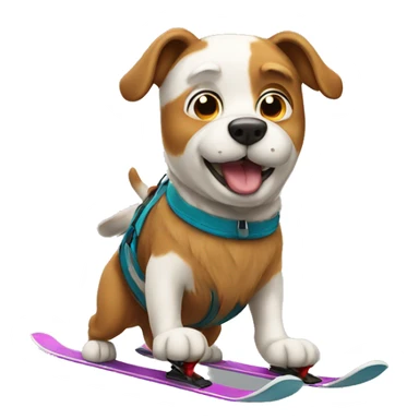 Dog skiing sticker
