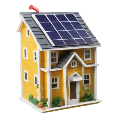 Apartment building shaped birdhouse for birds with solar lights  sticker