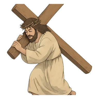 Jesus carrying the cross sticker