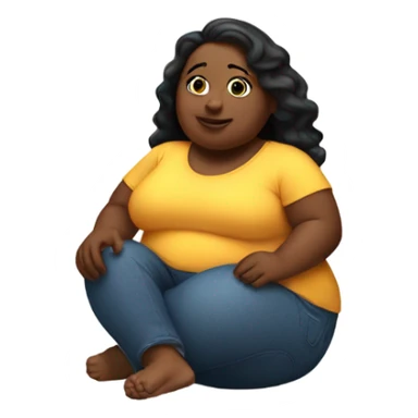 fat girl sitting on a floor holding a jar of pcikle sticker