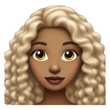 pretty super light brown skin woman with long eyelashes and long black curly hair and pink lips sticker