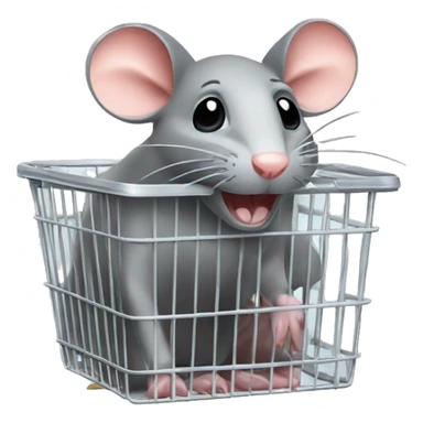 Shopping basket with a rat sticker