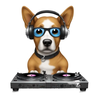 dj dog remixing a record sticker