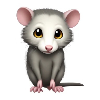 opossum full body. side profile, facing right small eyes. Not cute sticker
