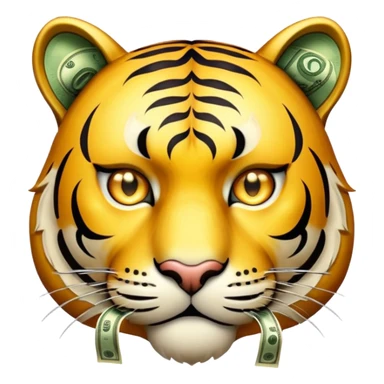 tiger face with money eyes and donation for Twitch emote sticker