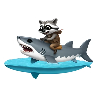 Raccoon riding shark  sticker