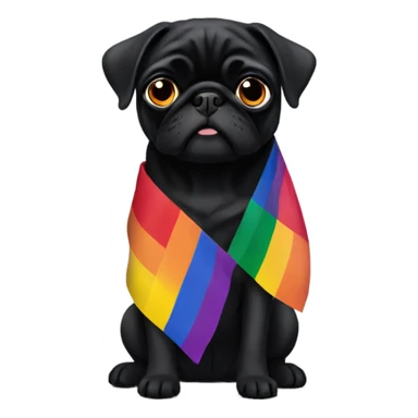 Black pug with pride flag sticker