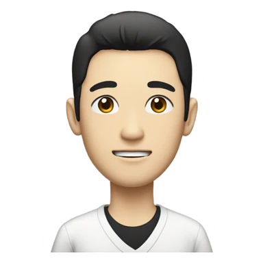 man from japan with white skin and black hair, wear casual shirt , closeout face sticker