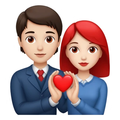 Girl handing man a heart sticker