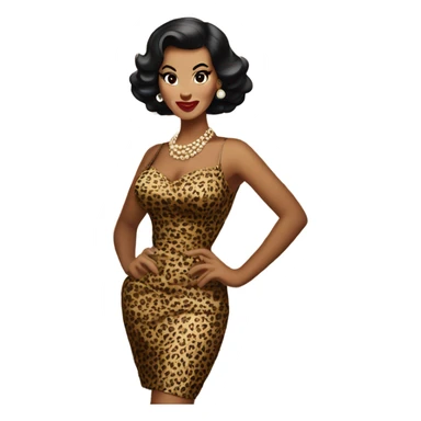 pin up brown woman with black hair in a 50s leopard costume  sticker